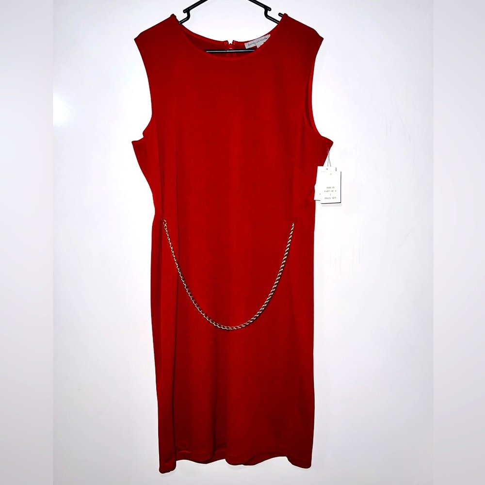 Danny and Nicole Woman's Sleeveless Jacket Dress, Red, Plus Size 18, NWT